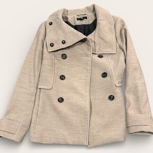 H&M Women's Tan Double-Breasted peacoat sz 10 jacket khaki dressy business coat